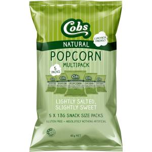 Cobs Natural Popcorn Lightly Salted Slightly Sweet Multipack 5 X 13g Pack