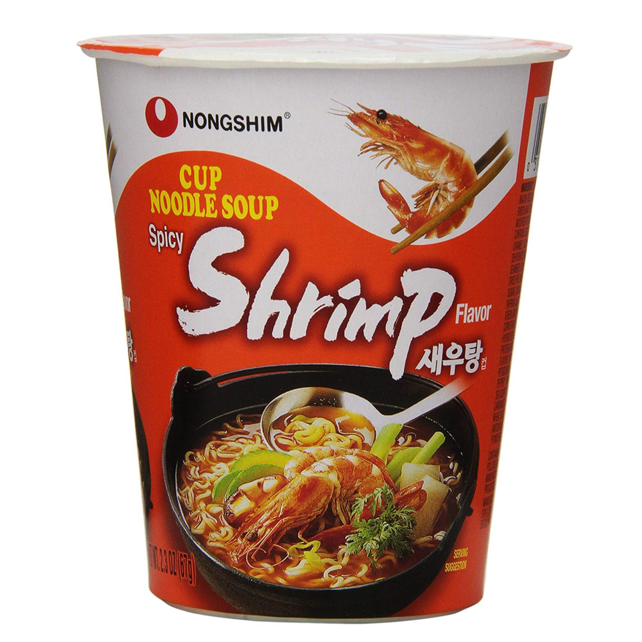 Nongshim Spicy Shrimp Instant Cup Noodles Soup 67g X 12 Cups