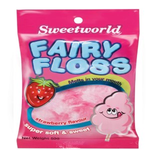 Sweetworld Fairy Floss Soft Sweet Strawberry Cotton Candy Pouch 50g X 6 Bags