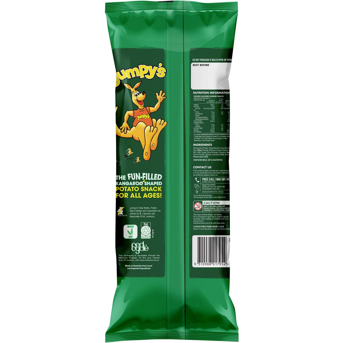 Jumpys Kangaroo Chicken Chips Snack 5 Pack
