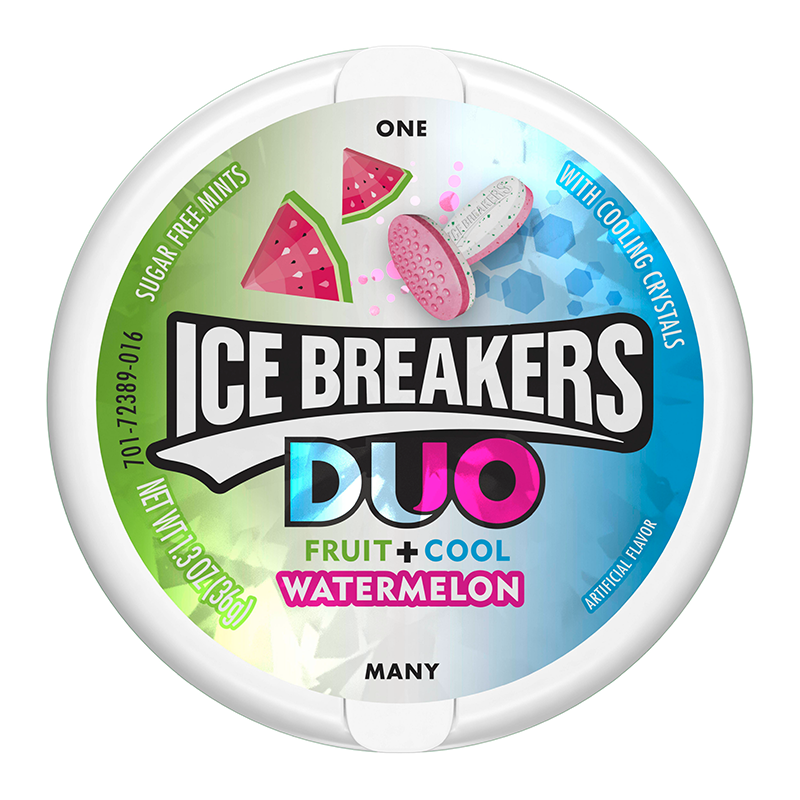 Ice Breakers Duo Sugar Free Mints Fruit and Cool Watermelon Flavour Tub 42g X 2 Tubs