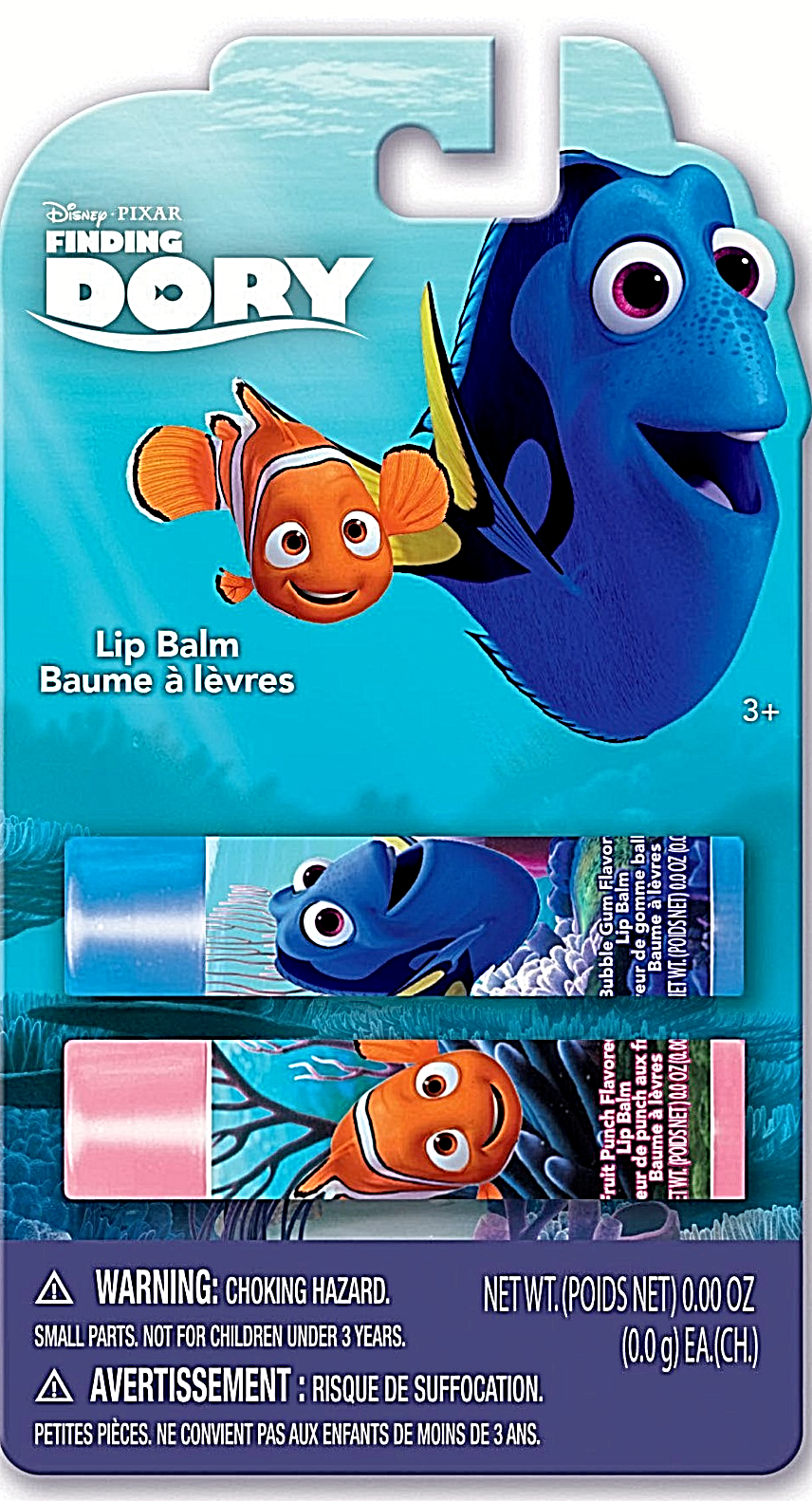 Disney Finding Dory Nemo Lip Balm Bubblegum Flavour Twin Pack