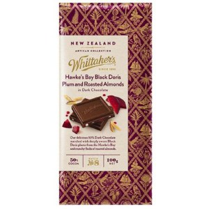 Whittakers Hawkes Bay Black Doris Plum Roasted Almonds Dark Chocolate Block 100g
