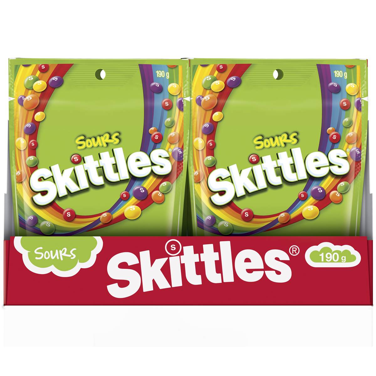 Skittles Sours Sour Chewy Candy Lolly Large Pouch Bag 190g