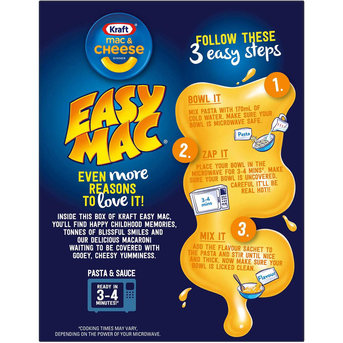 Kraft Easy Mac and Cheese Macaroni Pasta Classic Box 4 Pack 280g