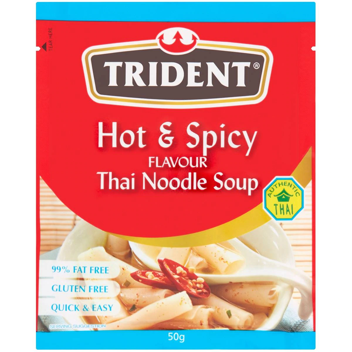 Trident Hot and Spicy Flavour Thai With Noodles Soup Pack 50g X 5 Packs