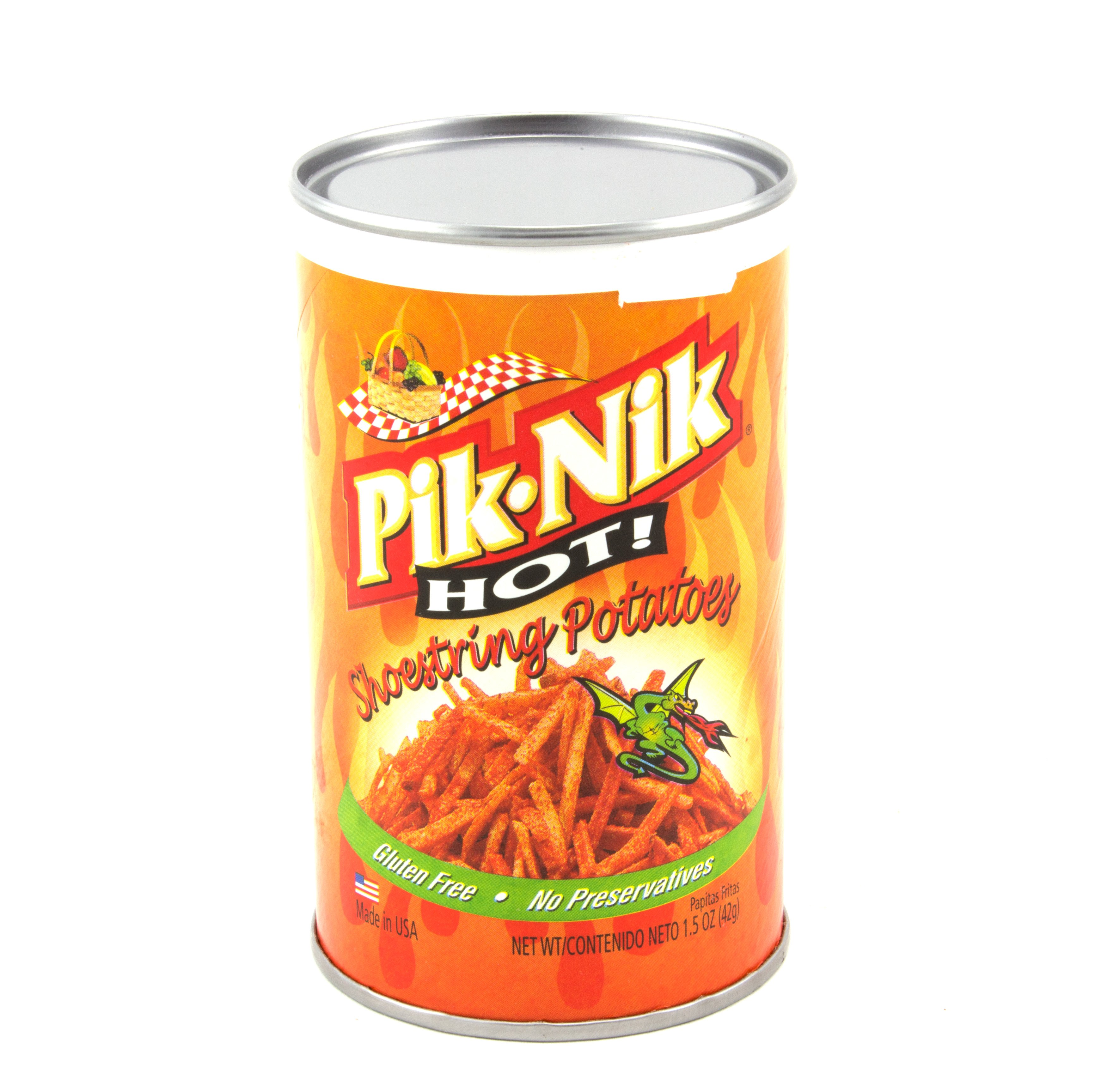 Pik Nik Hot and Spicy Shoestring Potato Chips Fries Can 42g