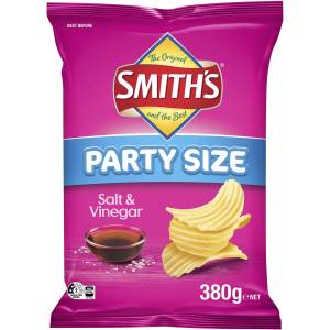 Smiths Crinkle Cut Salt and Vinegar Potato Chips Pack Party Size 380g