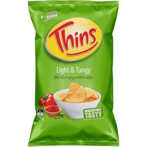 Thins Light and Tangy Potato Chips Pack 175g