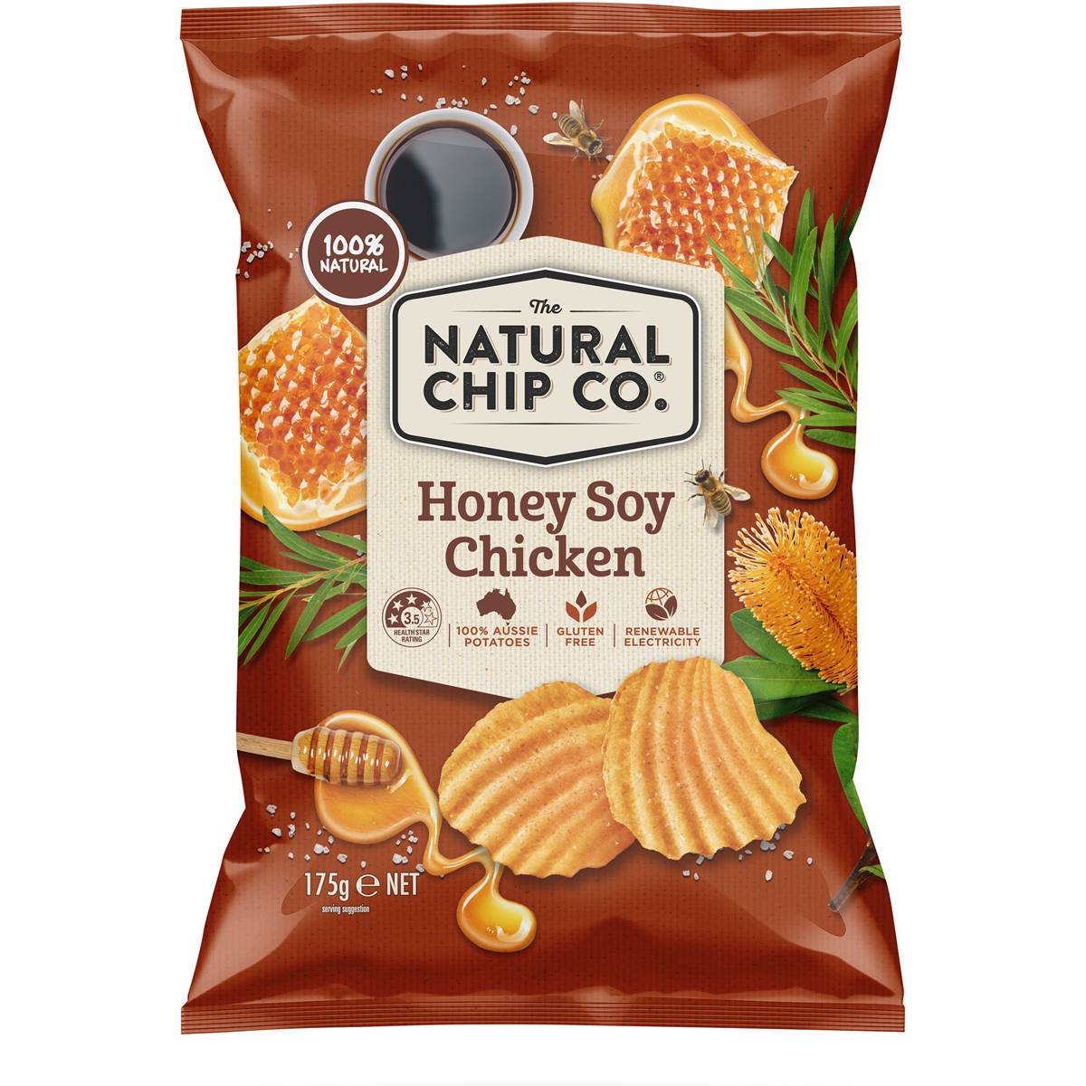 The Natural Chips Company Honey Soy Chicken Potato Chips Pack 175g