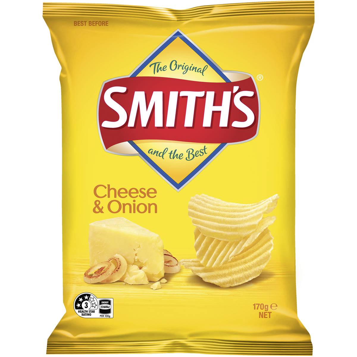 Smiths Crinkle Cut Cheese and Onion Potato Chips Pack 170g