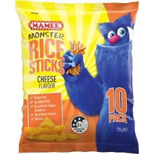 Mamee Monster Rice Sticks Cheese Flavour Chips Snacks 10 Pack