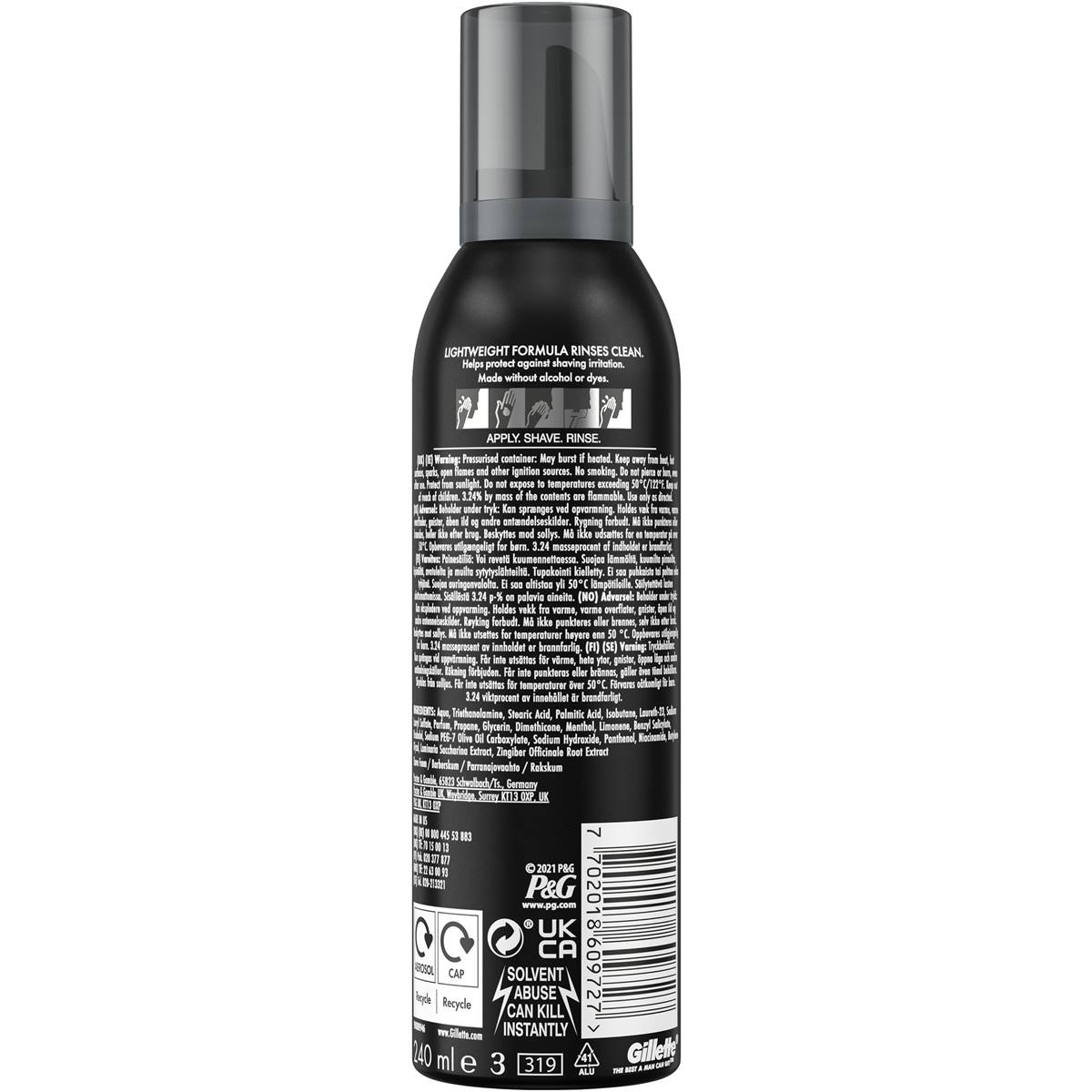 Gillette Labs Quick Rinse Shaving Foam With Vitamin B3 240ml