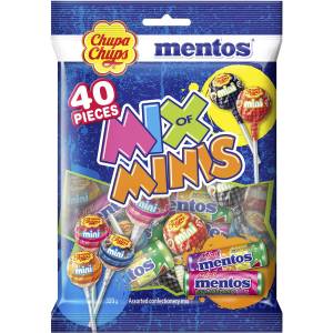 Chupa Chups Mentos Lollipops Candy Mix of Minis Bag 40 Pack 320g