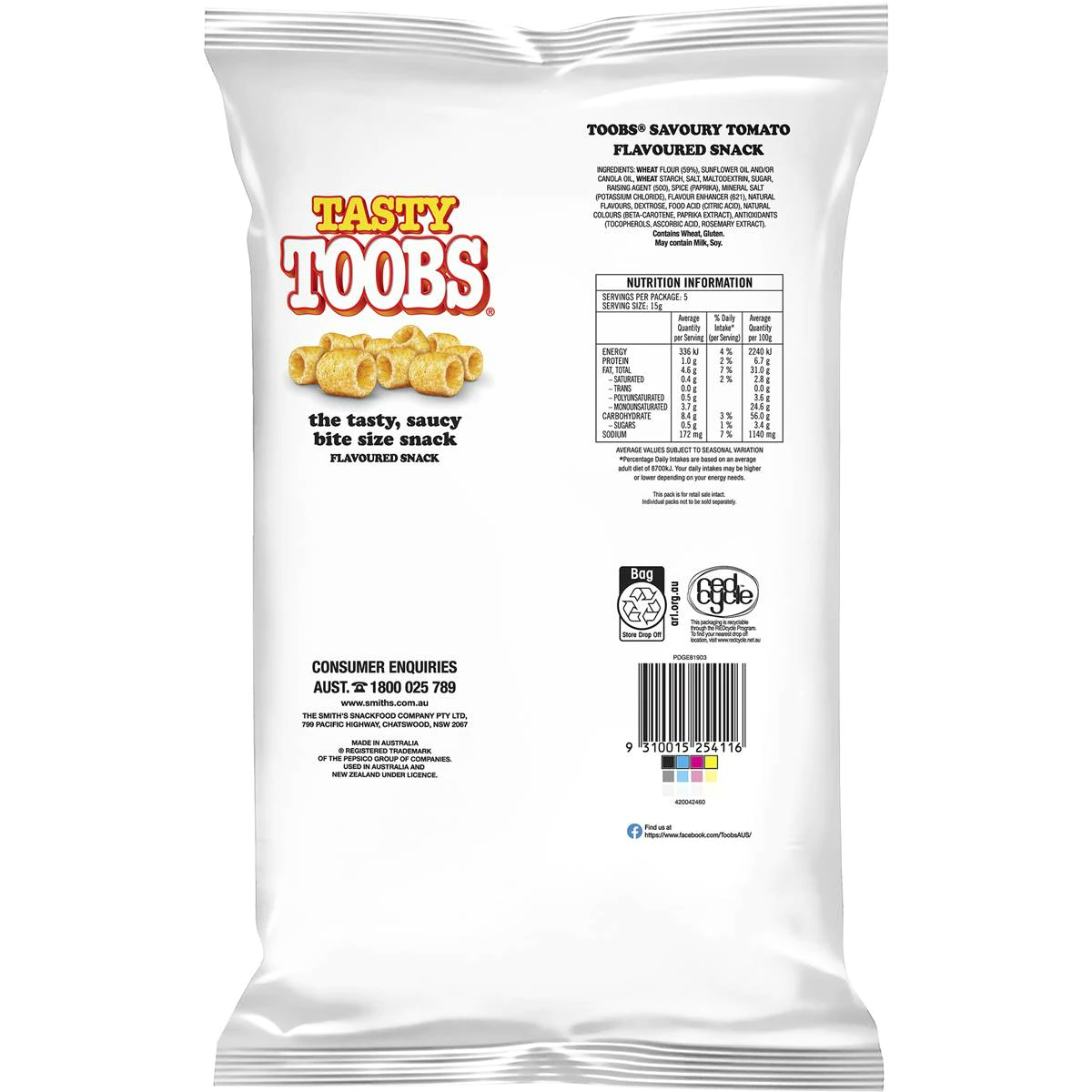 Tasty Toobs Chips Tubes Snacks Multipack 5 Pack - Image 2