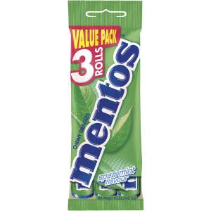 Mentos Chewy Mints Spearmint Rolls 3 Pack