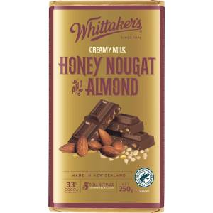 Whittakers Honey Nougat and Almond Creamy Milk Chocolate Block 250g