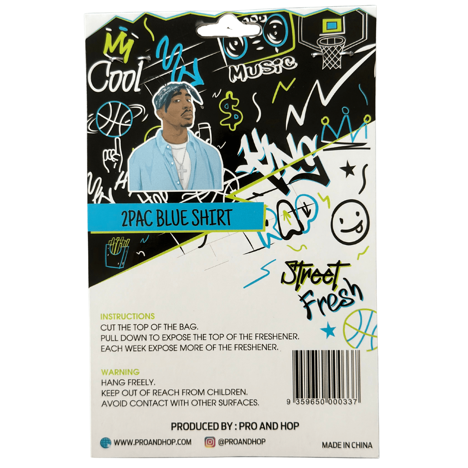 Pro & Hop 2Pac Tupac Shakur Blue Shirt Lemon Car Air Freshener