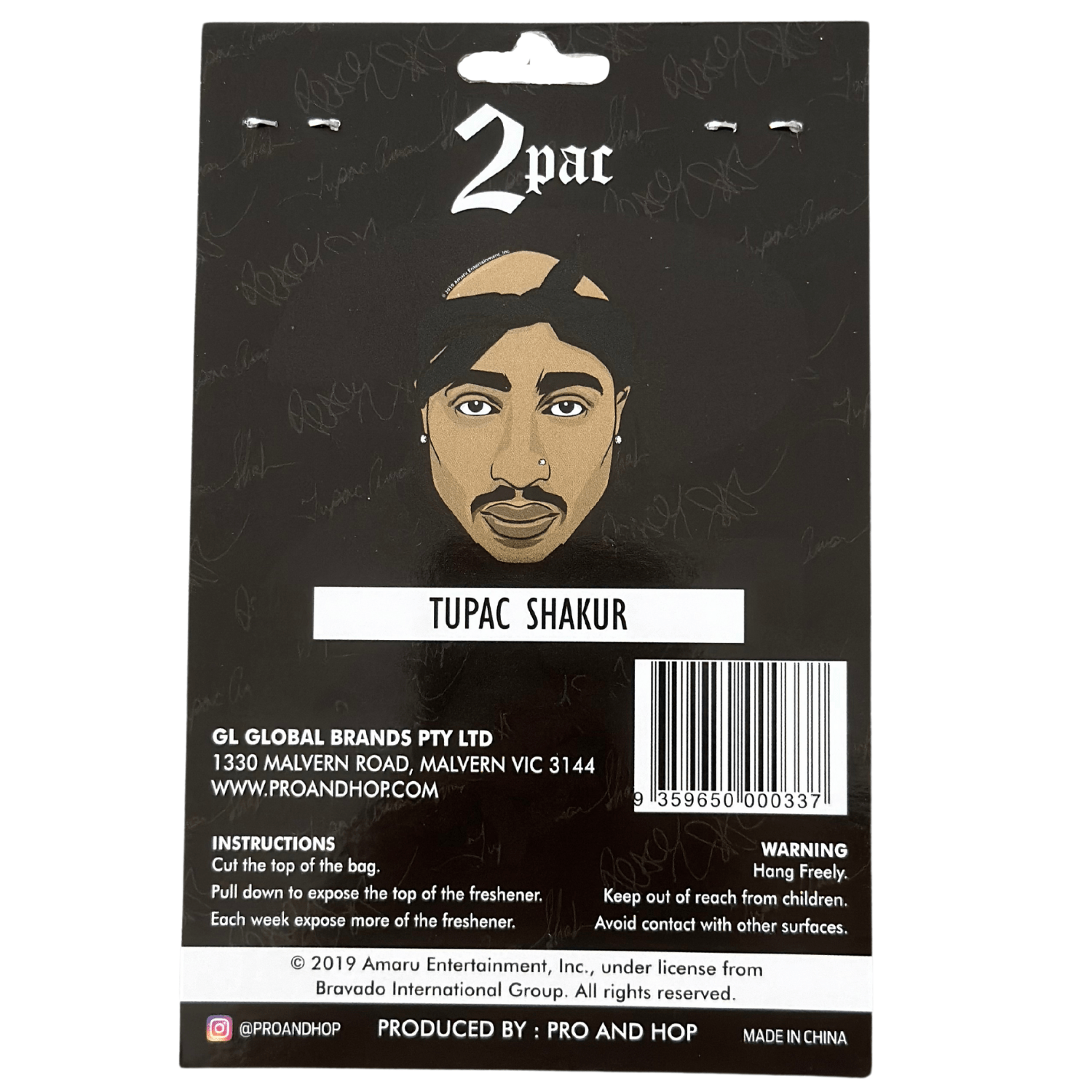 Pro & Hop 2Pac Tupac Shakur Lemon Car Air Freshener