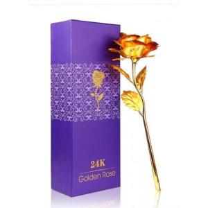 24K Gold Plated Rose With Heart Stand Anniversary Valentine Gift