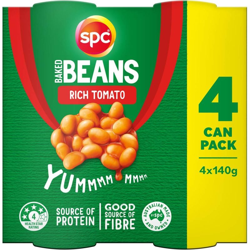 SPC Baked Beans Rich Tomato Sauce Can 140g X 4 Cans