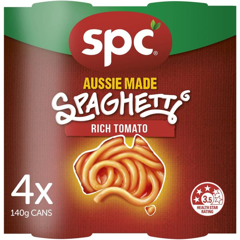 SPC Aussie Made Spaghetti Rich Tomato Sauce Can 140g X 4 Cans