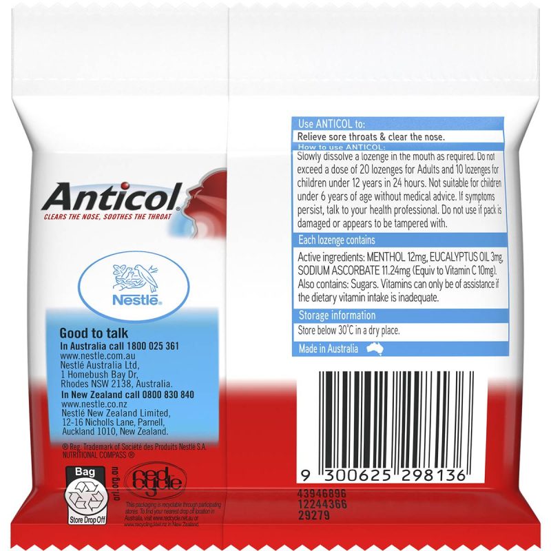 Allens Anticol Throat Lozenges 10 Pieces X 3 Pack