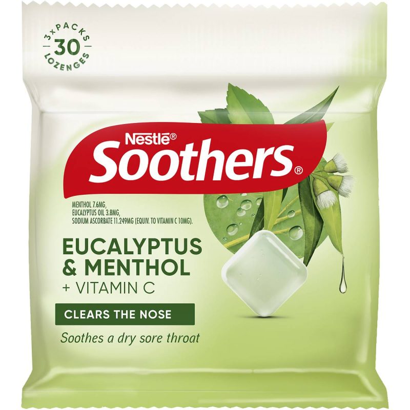 Soothers Eucalyptus and Menthol Throat Lozenges 10 Pieces X 3 Pack