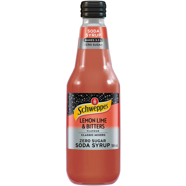 Schweppes Lemon Lime Bitters Zero Sugar Soda Syrup Mix 300ml