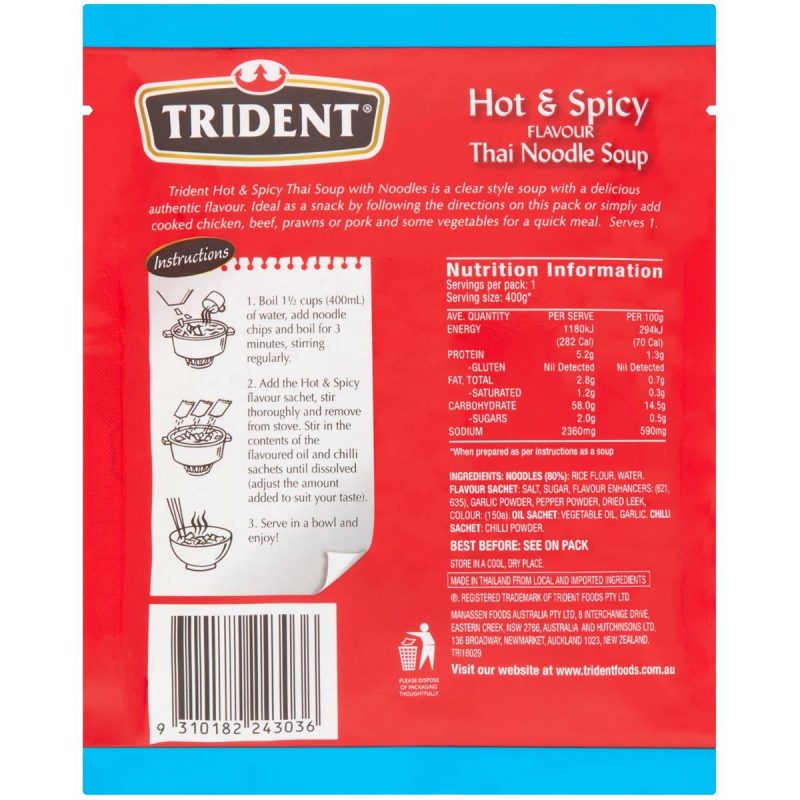 Trident Hot and Spicy Flavour Thai With Noodles Soup Pack 50g X 5 Packs