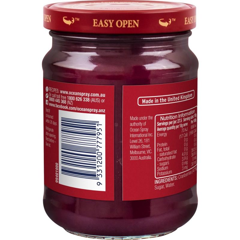 Ocean Spray Whole Cranberry Sauce Fruit Jam Spread 275g