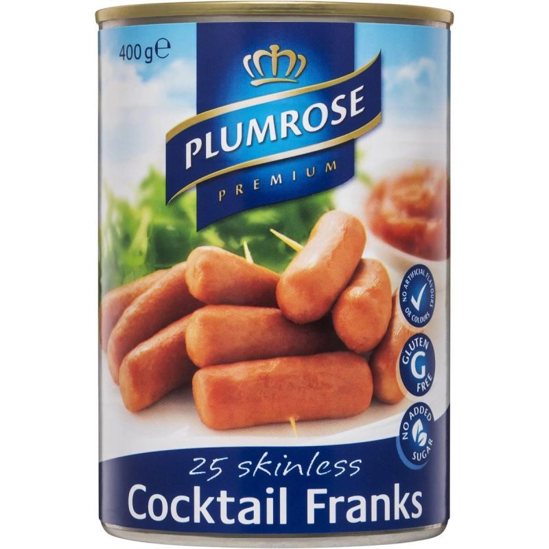 Plumrose Premium Cocktail Frankfurts Tin 400g