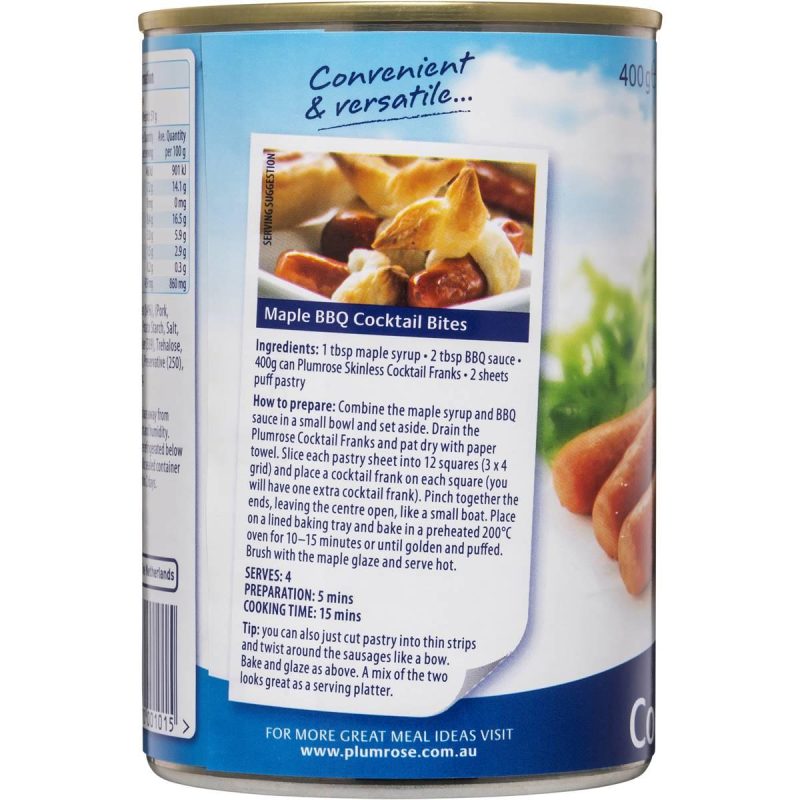 Plumrose Premium Cocktail Frankfurts Tin 400g