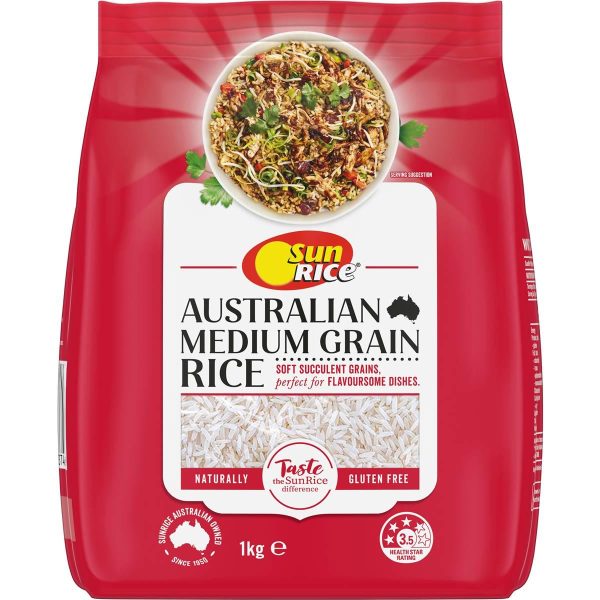 Sunrice Australian Medium Grain Rice Pouch 1kg