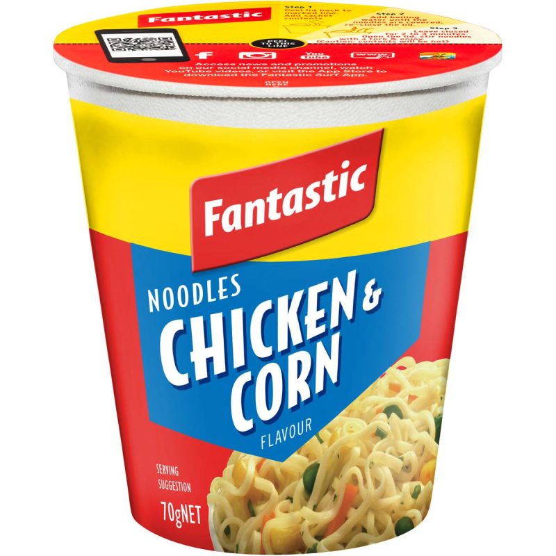 Fantastic Instant Noodles Chicken and Corn Cup 70g X 6 Cups