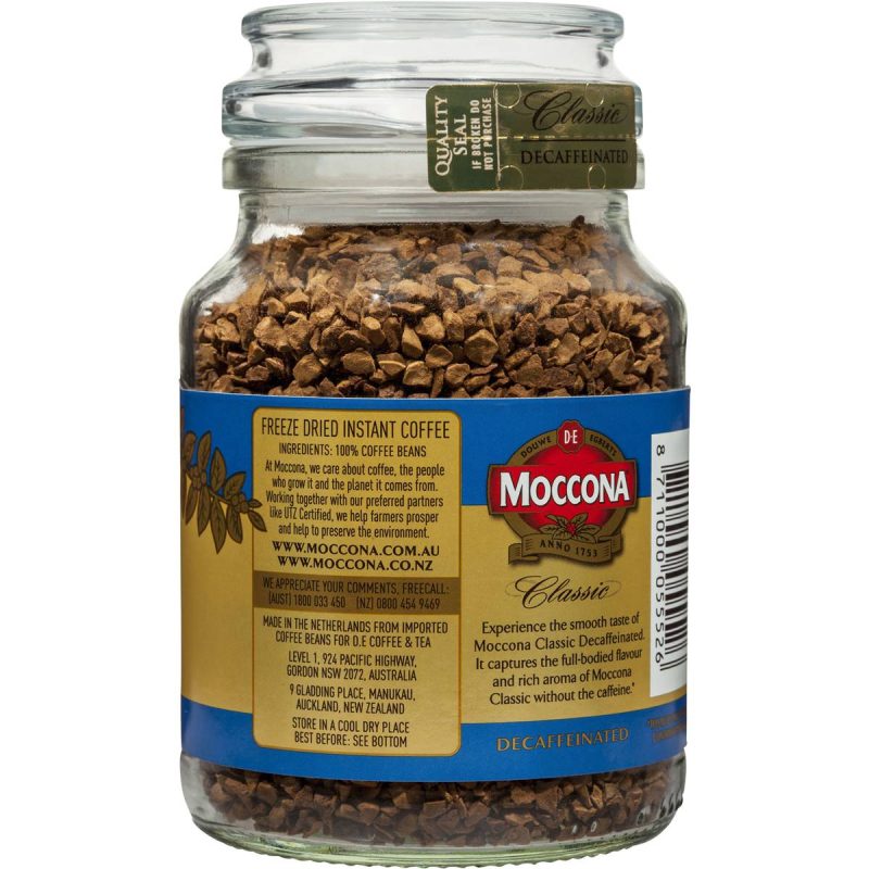 Moccona Classic Decaf Decaffeinated Freeze Dried Dark Roast Instant Coffee Jar 100g