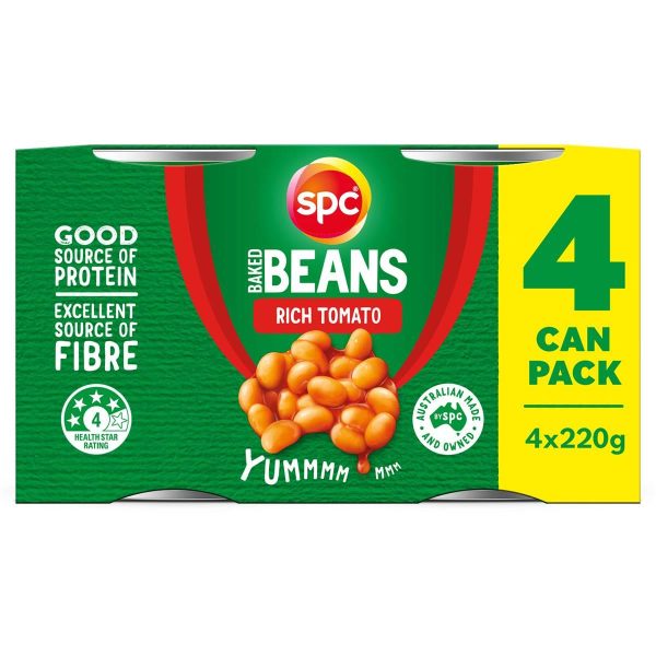 SPC Baked Beans Rich Tomato Sauce Can 220g X 4 Cans