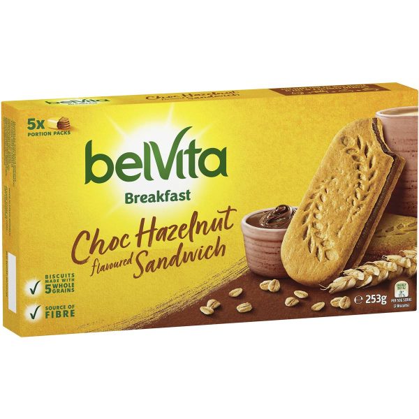 Belvita Chocolate Hazelnut Sandwich Breakfast Biscuits 5 Pack 253g