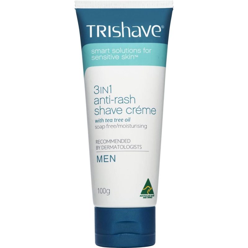 Trishave 3-In-1 Anti-Rash Shaving Cream with Tea Tree Oil for Men 100g