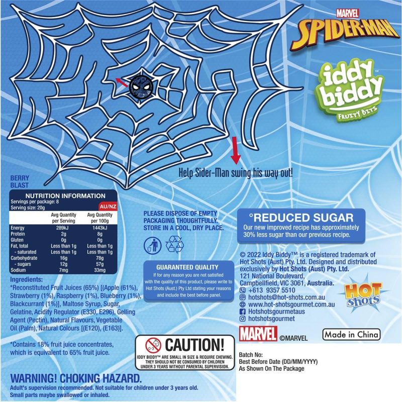 Iddy Biddy Fruit Bites Snacks Berry Blast Flavour 8 Packs