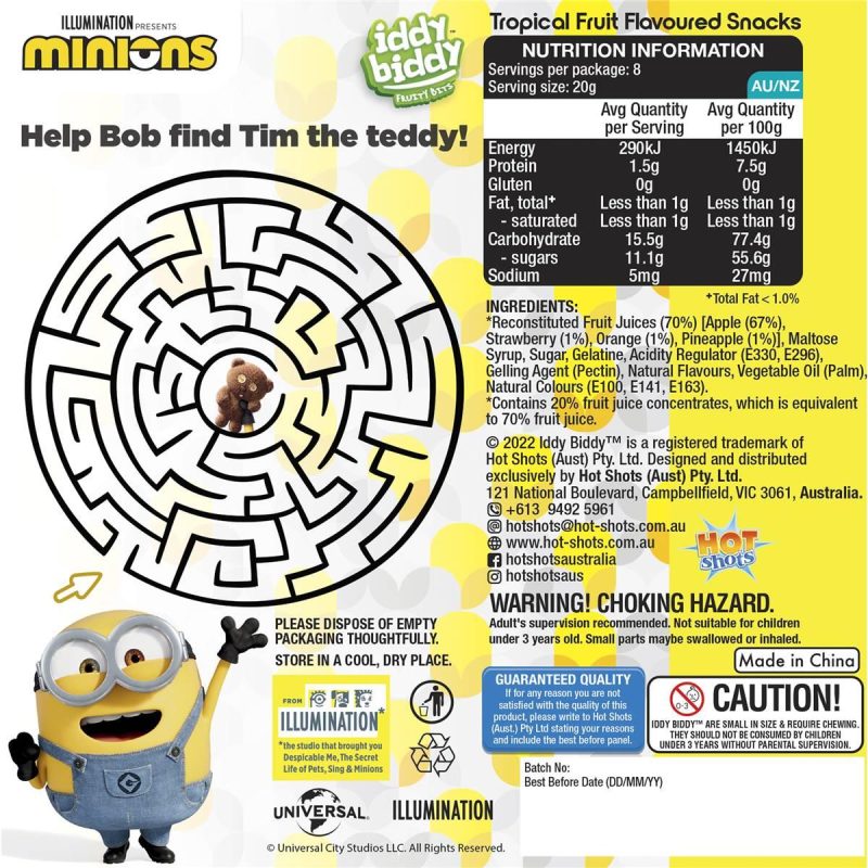 Iddy Biddy Fruit Bites Snacks Tropical Fruit Flavours 8 Packs