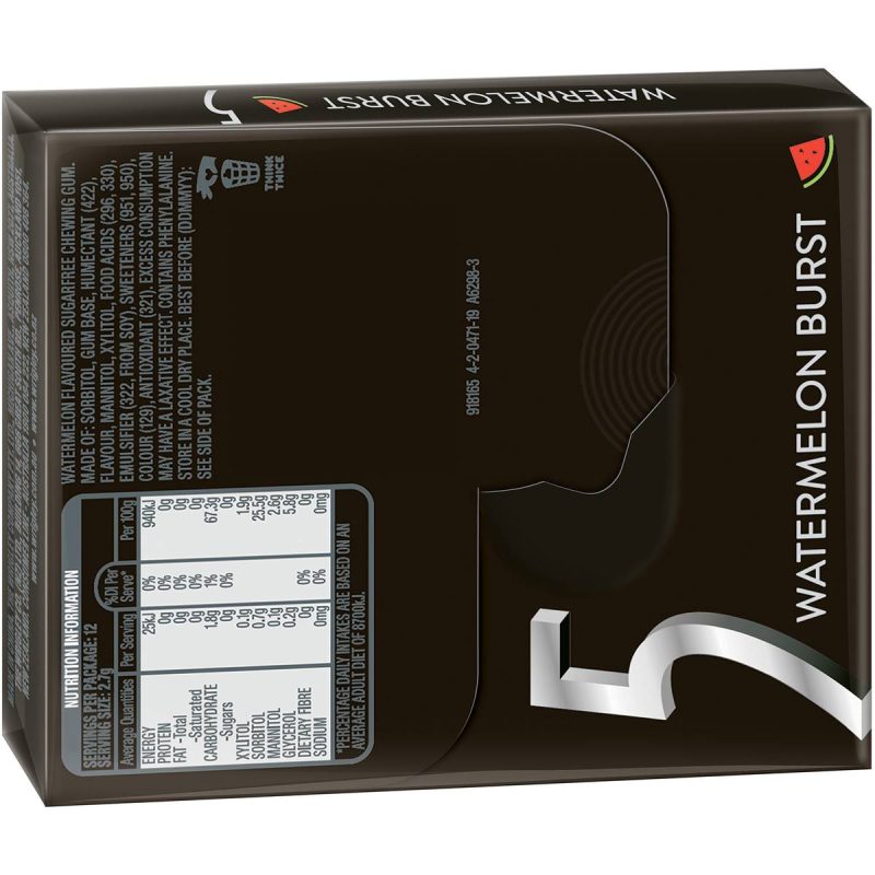 Wrigleys 5Gum Chewing Gum Watermelon Burst 12 Pieces X 12 Pack