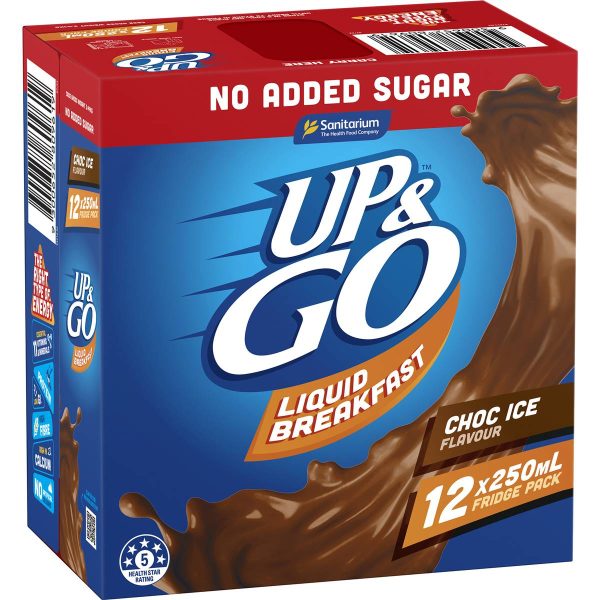 Up & Go Chocolate Milk Less Sugar Cartons 250ml X 12 Cartons