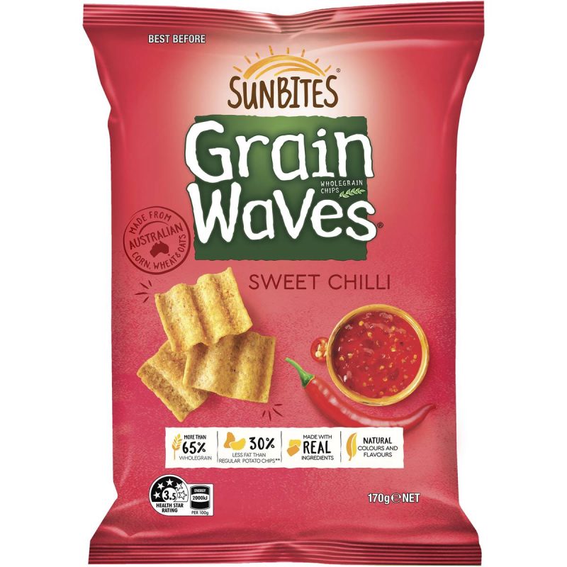 Sunbites Grain Waves Wholegrain Chips Sweet Chilli Pack 170g