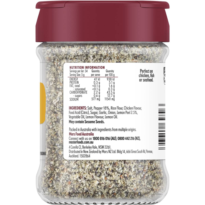 Masterfoods Lemon Pepper Spice Blend Seasoning 170g