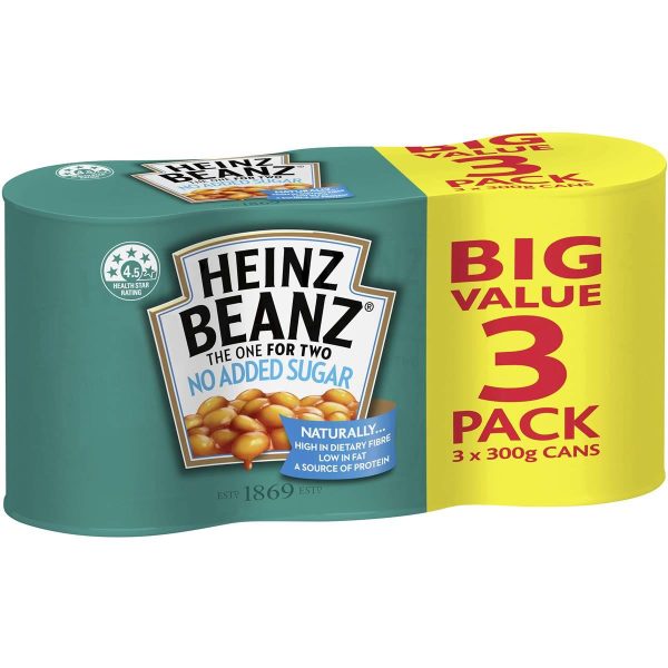 Heinz Baked Beans In Tomato Sauce No Sugar Can 300g X 3 Cans