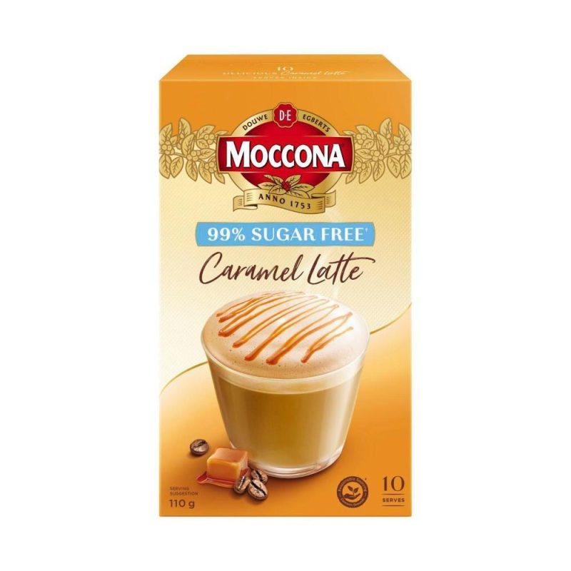 Moccona Caramel Latte Sugar Free Coffee Sachets 10 Pack