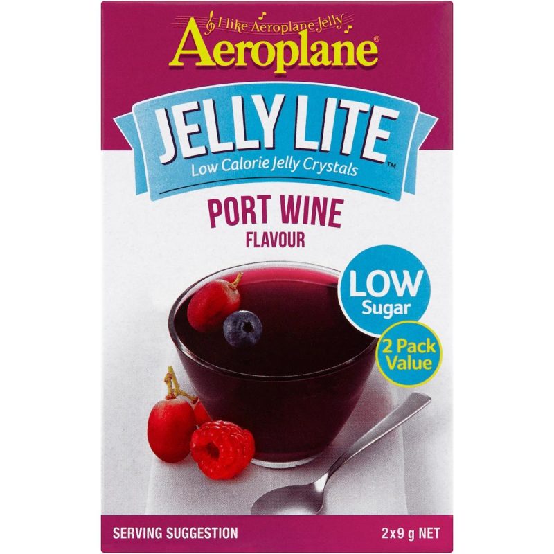 Enjoy the rich flavour of Aeroplane Jelly Lite Port Wine with fewer calories. This low-calorie jelly powder is perfect for guilt-free, delicious desserts.