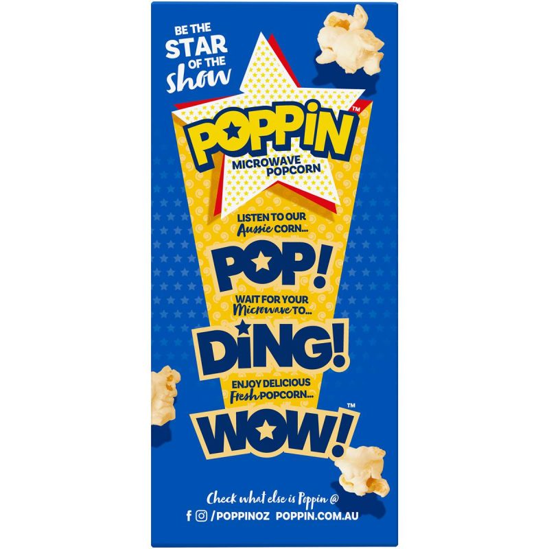 Poppin Microwave Popcorn Original Butter Flavour Box 4 Pack