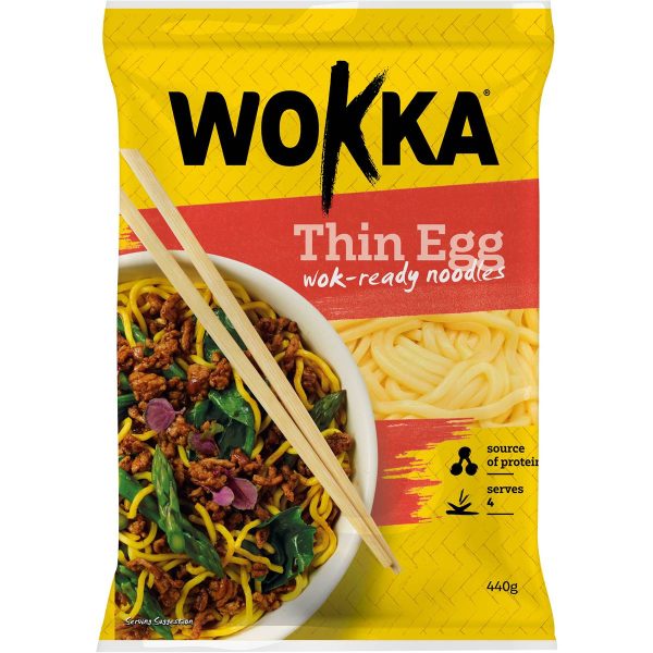 Wokka Thin Egg Wok Ready Noodles Pack 440g